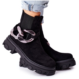S.Barski Botas femininas pretas quentes Botas Jodhpur Visione preto