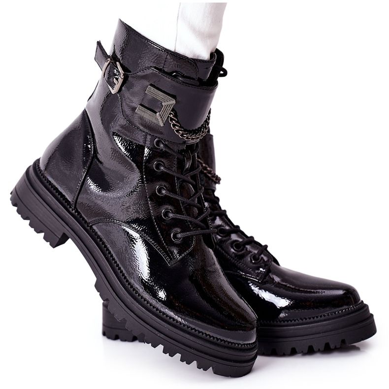 S.Barski Botas quentes femininas Workers Black Vanquish preto