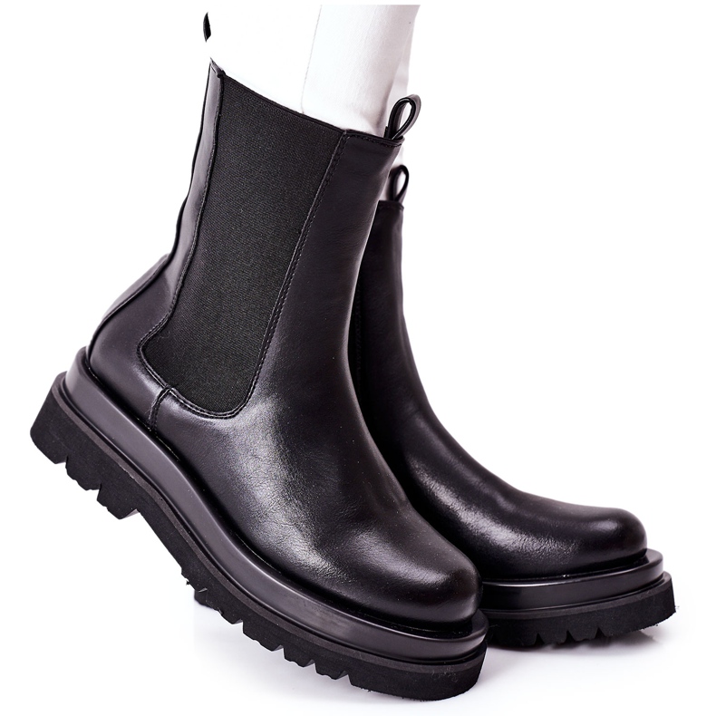 S.Barski Botas altas femininas Jodhpur Black Belive preto