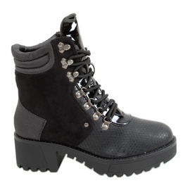 Botas pretas com cordões DF3712 pretas preto