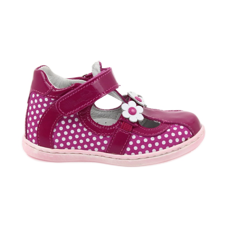 Bailarinas de bolinhas com flores Ren But 267 rosa branco