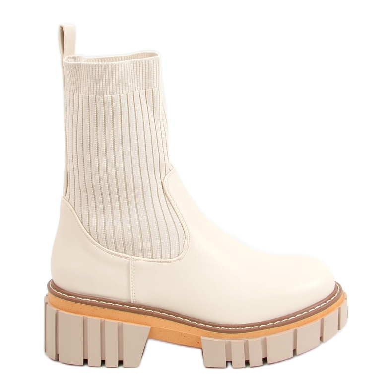 Botas Chelsea meia canela creme NS227P Bege