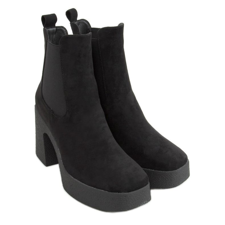 Botas com salto de borracha preto ST-62P preto