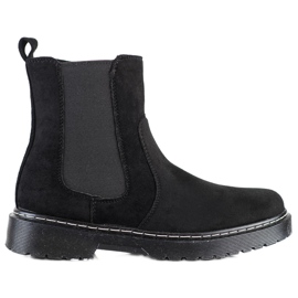 SHELOVET Botas de camurça com pele preto