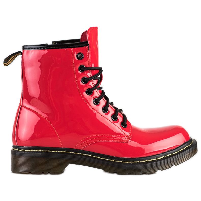 Queentina Botas de caminhada elegantes laqueadas vermelho