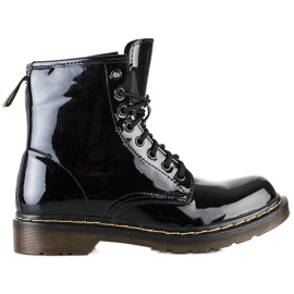 Queentina Botas de caminhada elegantes laqueadas preto