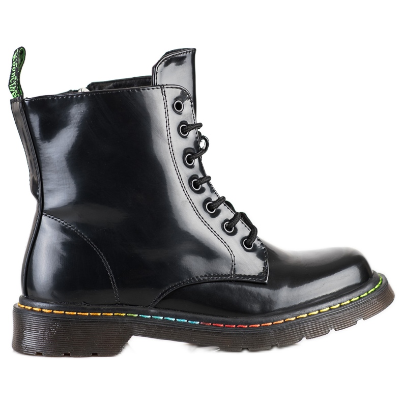 Weide Botas pretas de amarrar preto