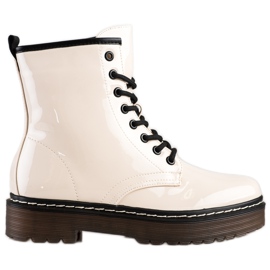 SHELOVET Botas de trabalhador bege com pele