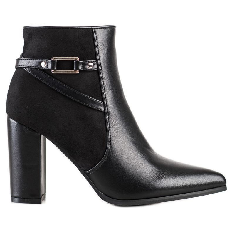 Ideal Shoes Botas pretas elegantes em spitz preto