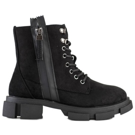 Cm Paris Trappers pretos com zíper decorativo Cm Paris Trappers pretos com zíper decorativo