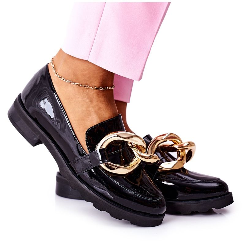 Sapatos de couro Nicole Lacquered Black 2665 preto