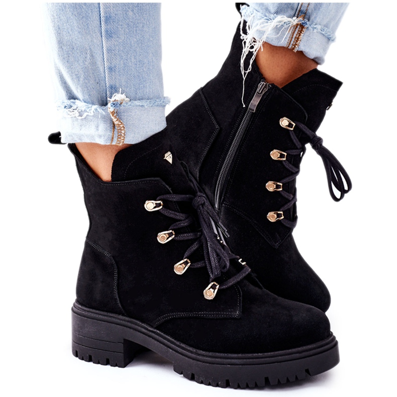 Botas pretas de camurça feminina Nicole 2674 preto