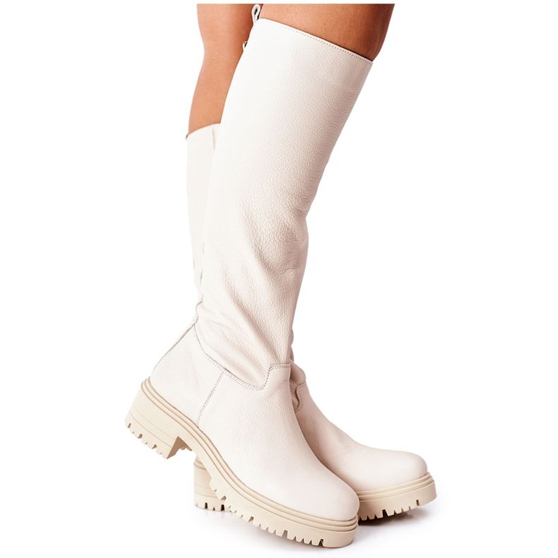 Botas de couro bege Nicole 2685