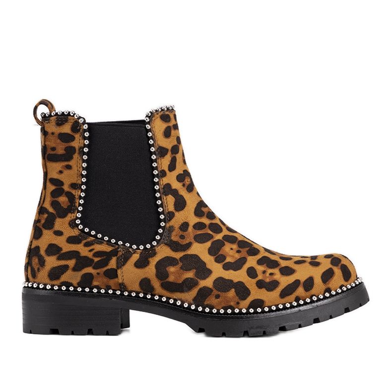 Botas marrons com padrão de leopardo Patty castanho preto Botas marrons com padrão de leopardo Patty castanho preto