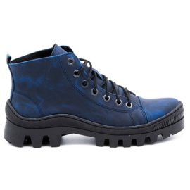 Polbut Botas femininas de couro D1 azul