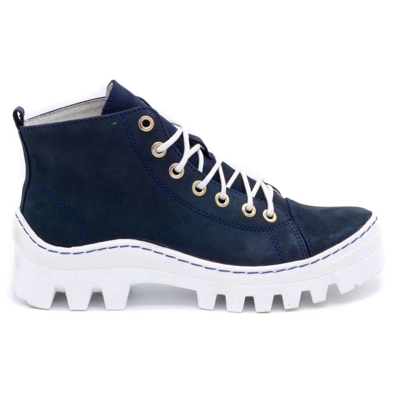 Polbut Botas femininas de couro D1 azul marinho