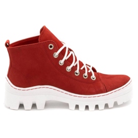Polbut Botas femininas de couro D1 vermelhas vermelho