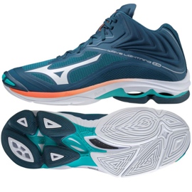 Tênis de voleibol Mizuno Wave Lightning Z6 Mid M V1GA200584 azul-marinho azul azul e azul marinho