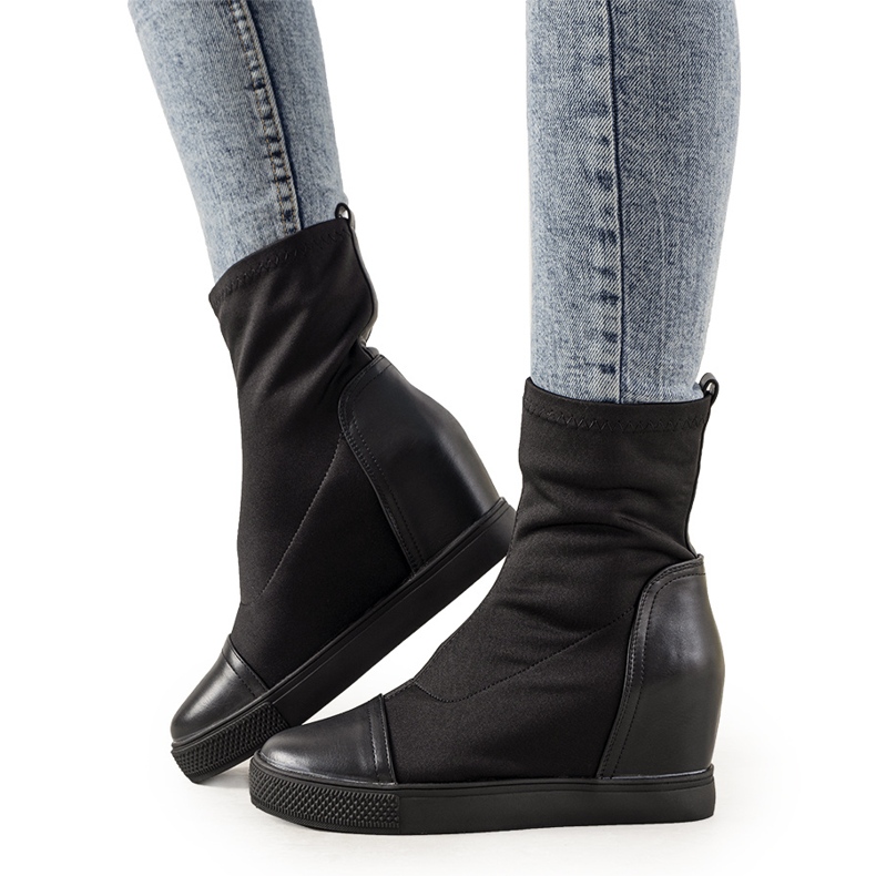 Tênis elástico preto cunha Partida