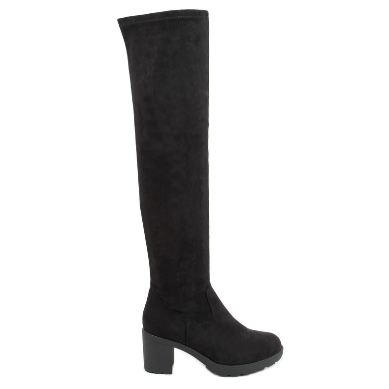 Botas acima do joelho com salto largo preto Y8603 Preto