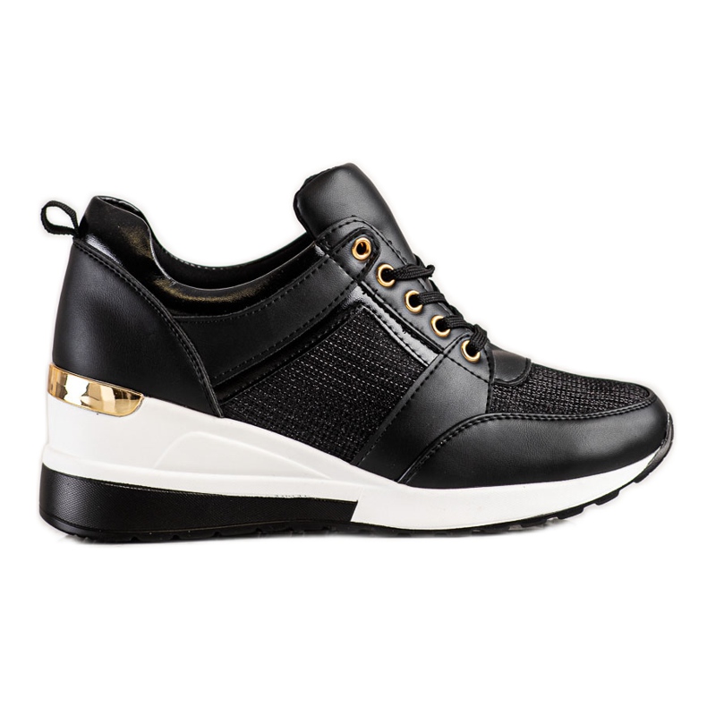 Diamantique Tênis Black Wedge preto