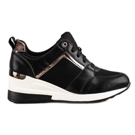 Sweet Shoes Tênis de cunha com malha preto Sweet Shoes Tênis de cunha com malha preto