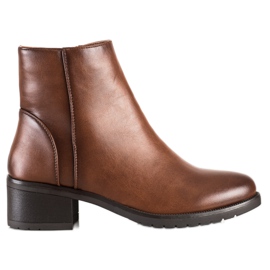 Lovery Botas de couro ecológicas casuais marrom