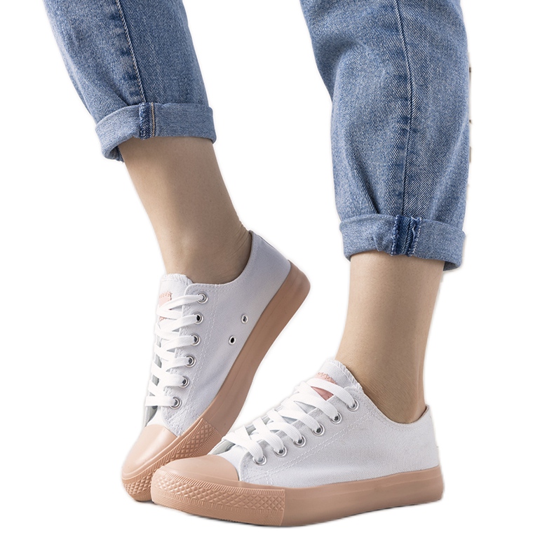 Tênis feminino branco e rosa Senor