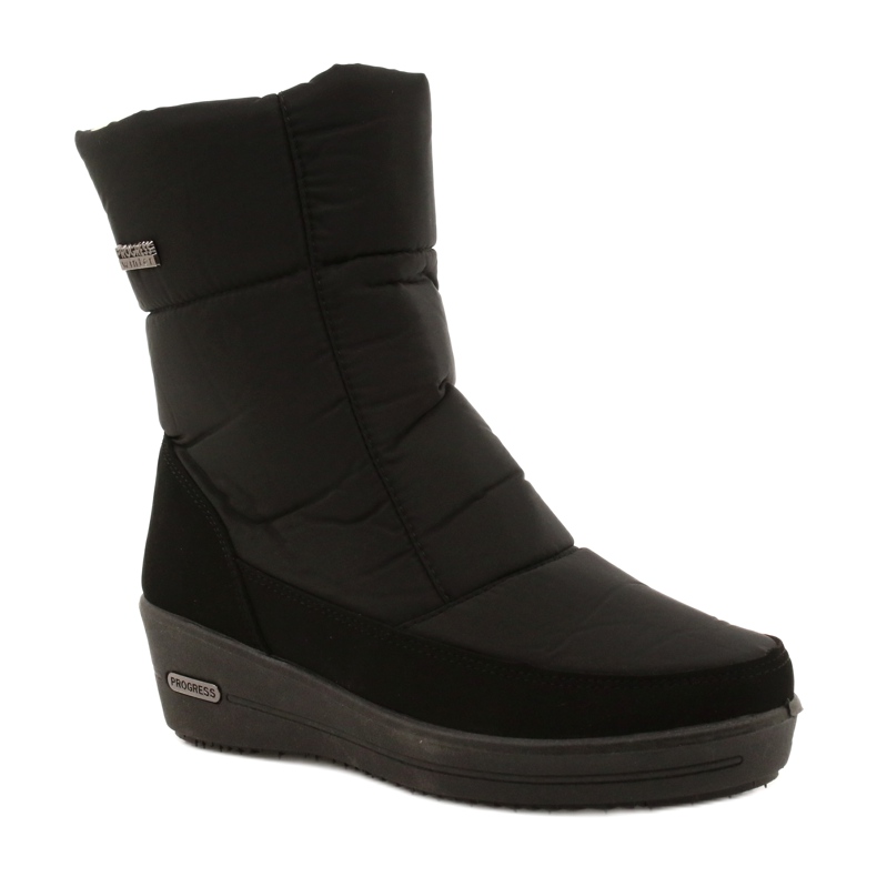 Botas de neve leve feminino no progresso do pêlo Progj-22-126 preto