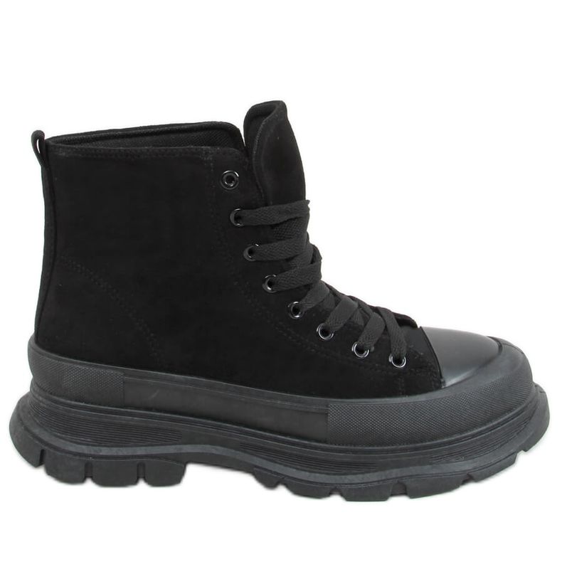 Tênis femininos negros de tornozelo 85-730 Preto