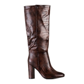 Seastar Botas com estampa de cobra marrom
