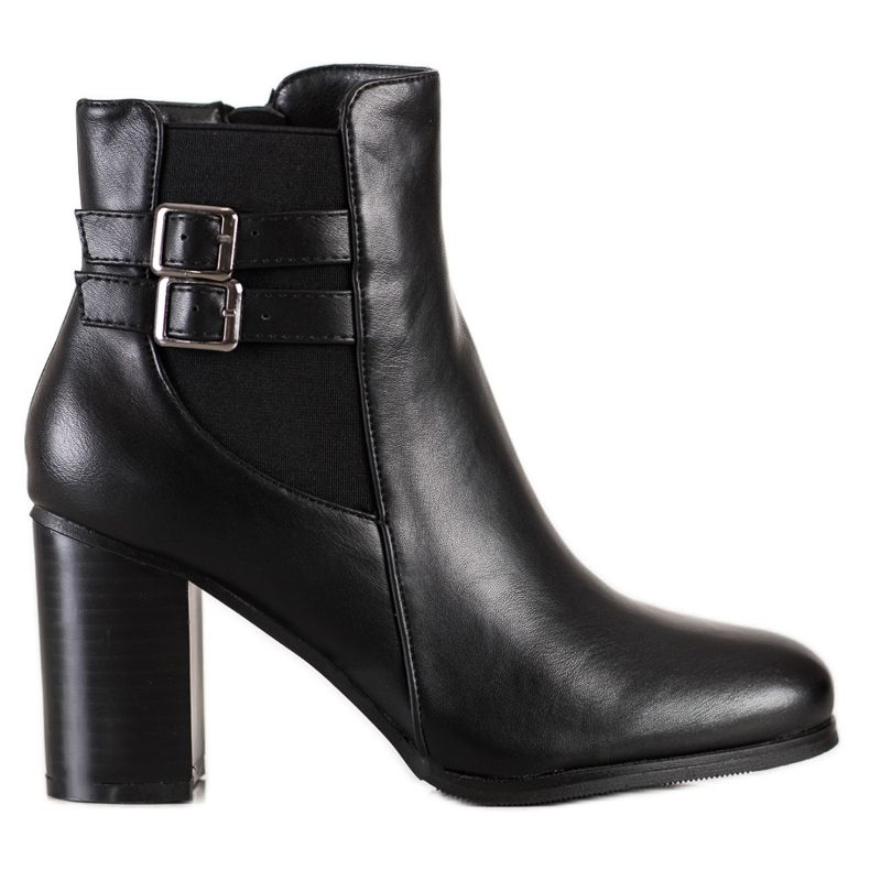 Renda Botas Com Fivelas Decorativas preto
