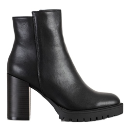 Lovery Botas clássicas de couro ecológico preto