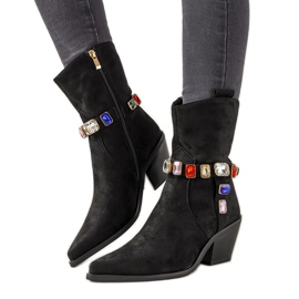 Botas de cowboy pretas com pedras coloridas de Mabella preto