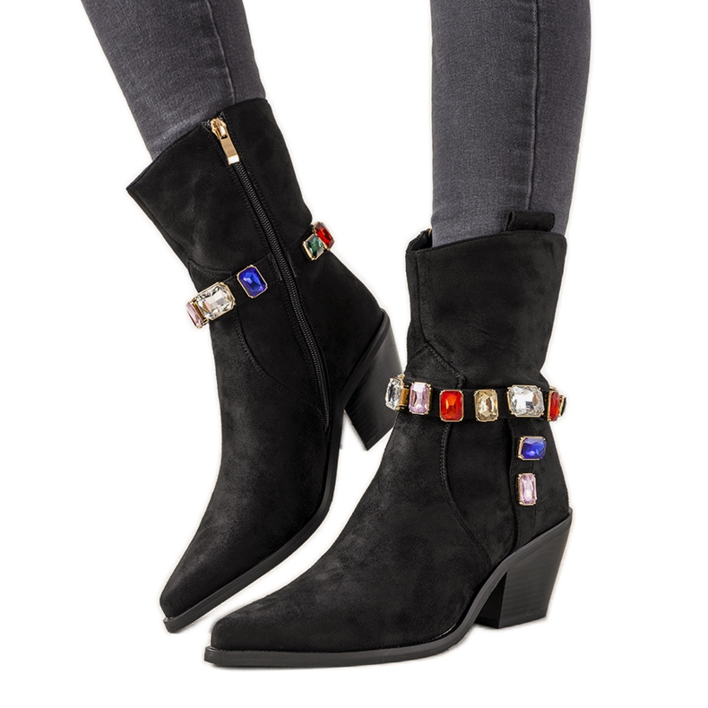 Botas de cowboy pretas com pedras coloridas de Mabella preto