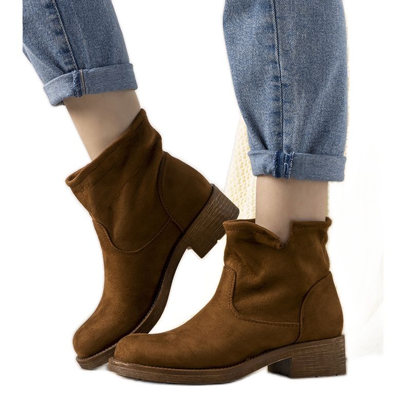 Botas deslizantes femininas Roquelina marrom castanho