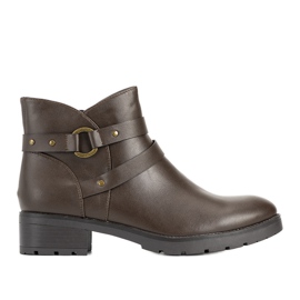 Botins castanhos lisos com riscas Danisa marrom