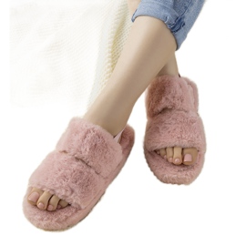 Chinelos femininos rosa com elástico e pele Rosales