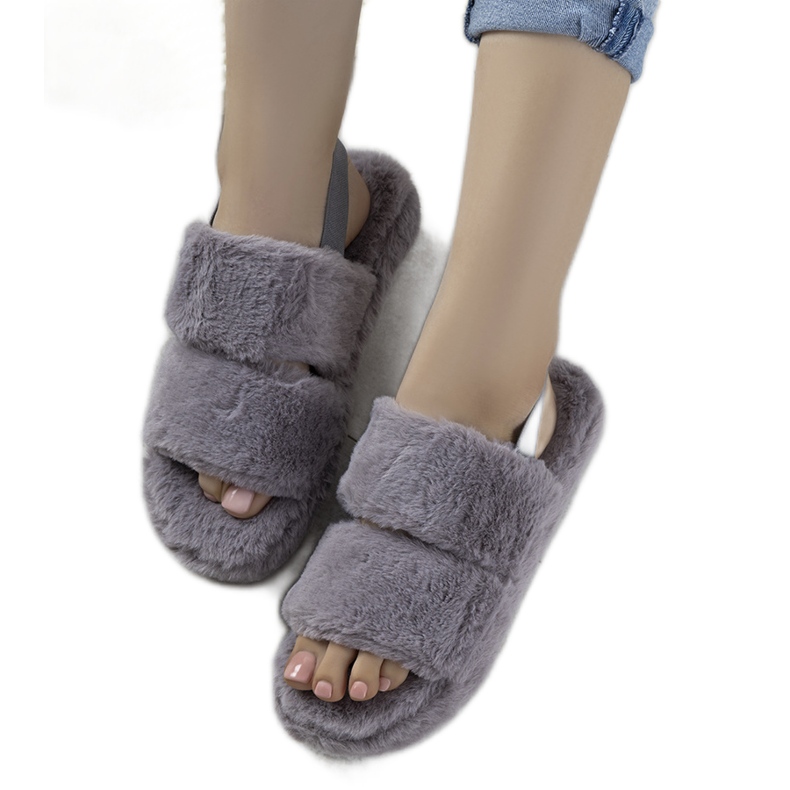 Chinelos femininos cinza com elástico e pele Rosales Chinelos femininos cinza com elástico e pele Rosales