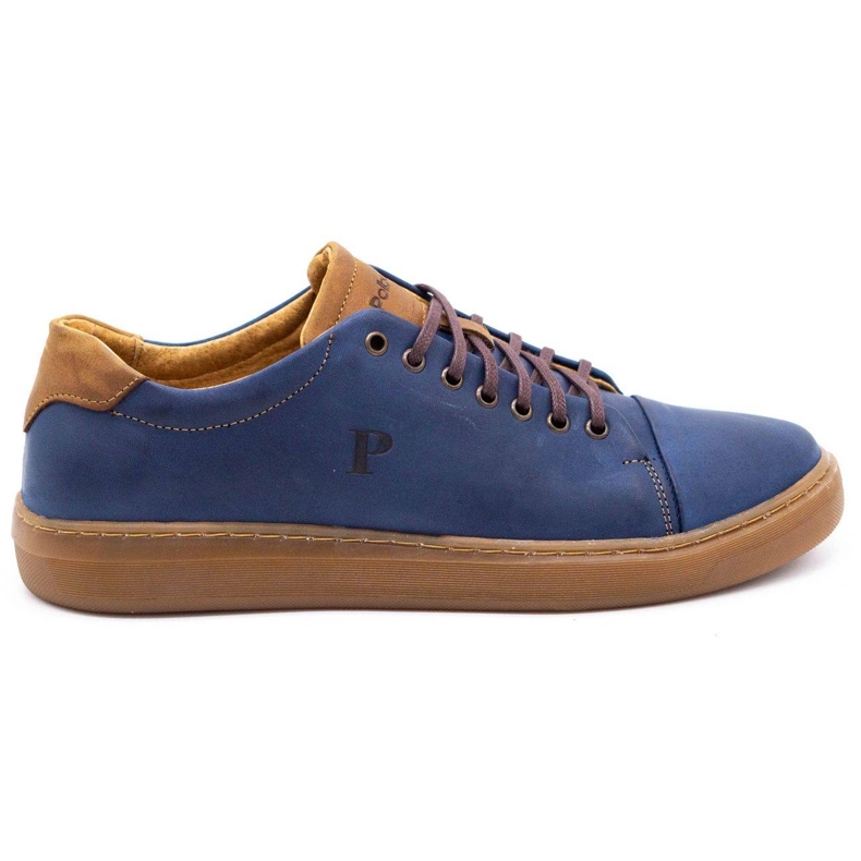 Polbut Sapatos de couro masculino 2109 azul marinho