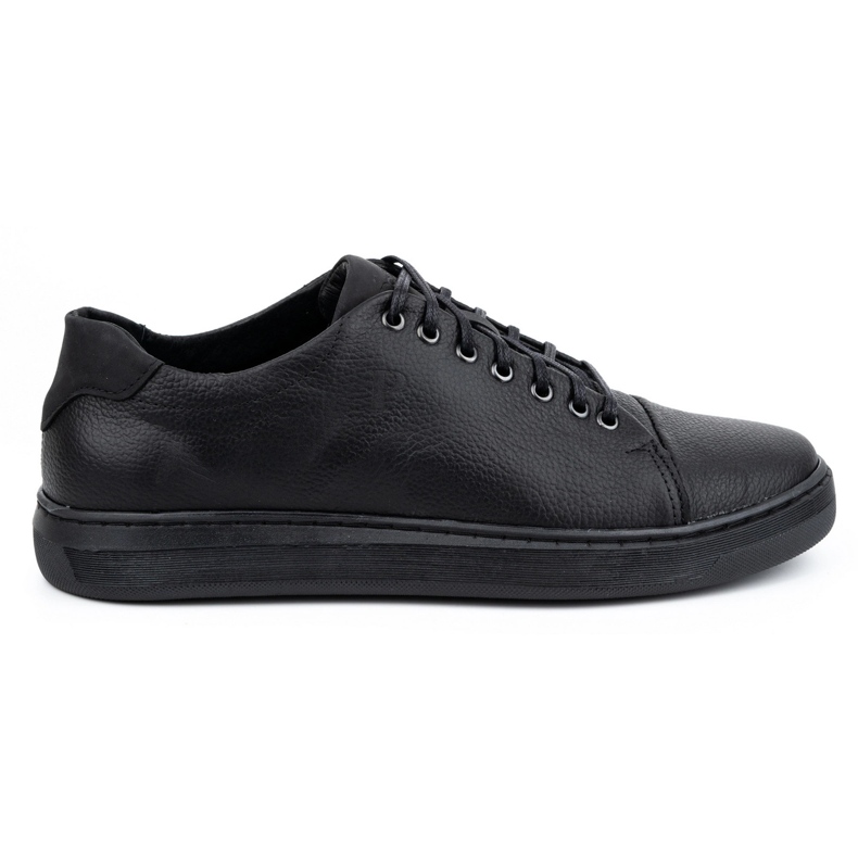 Polbut Sapatos de couro masculino 2109, lã preta preto