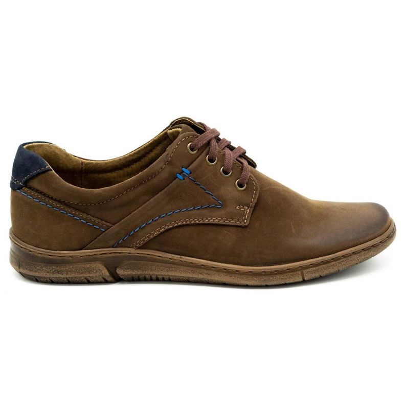 KOMODO Sapatos masculinos de couro casual 858K marrom castanho
