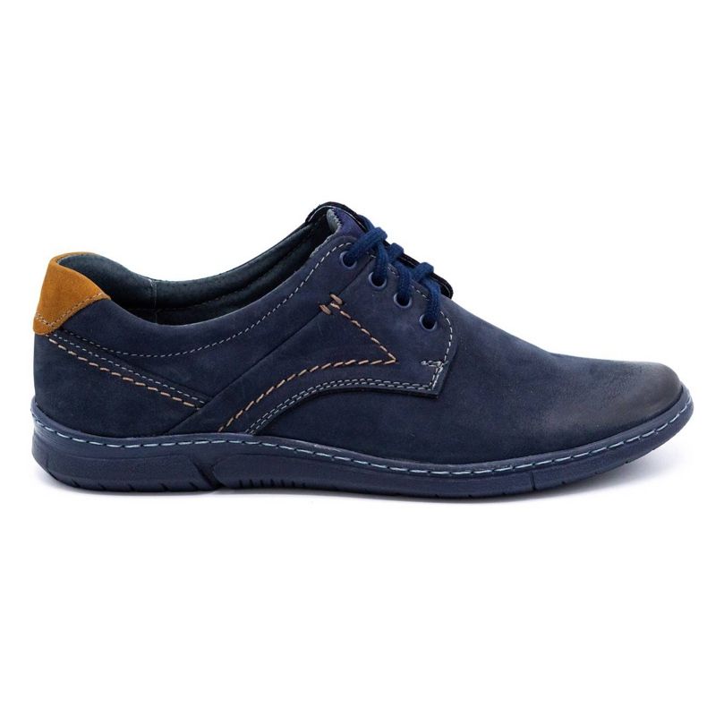 KOMODO Sapatos masculinos casuais de couro azul marinho 858K