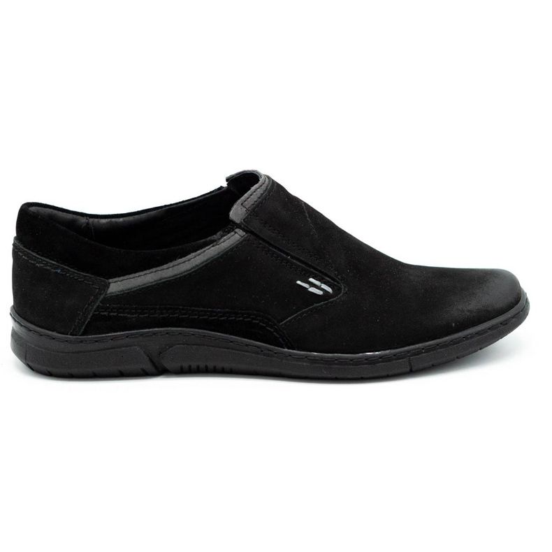 KOMODO Sapatos deslizantes de couro preto masculino 860K