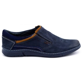 KOMODO Sapatos deslizantes de couro masculino 860K azul marinho azul-marinho