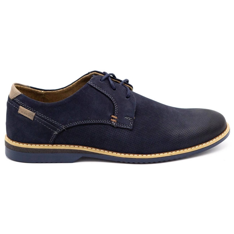 KOMODO Sapatos masculinos casuais de couro 859L azul marinho