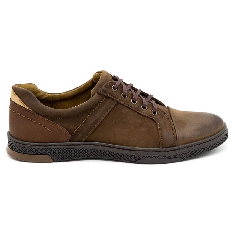 KOMODO Sapatos casuais de couro masculino 883LK marrom castanho