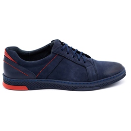 KOMODO Sapatos casuais de couro masculino 883LK azul marinho azul-marinho