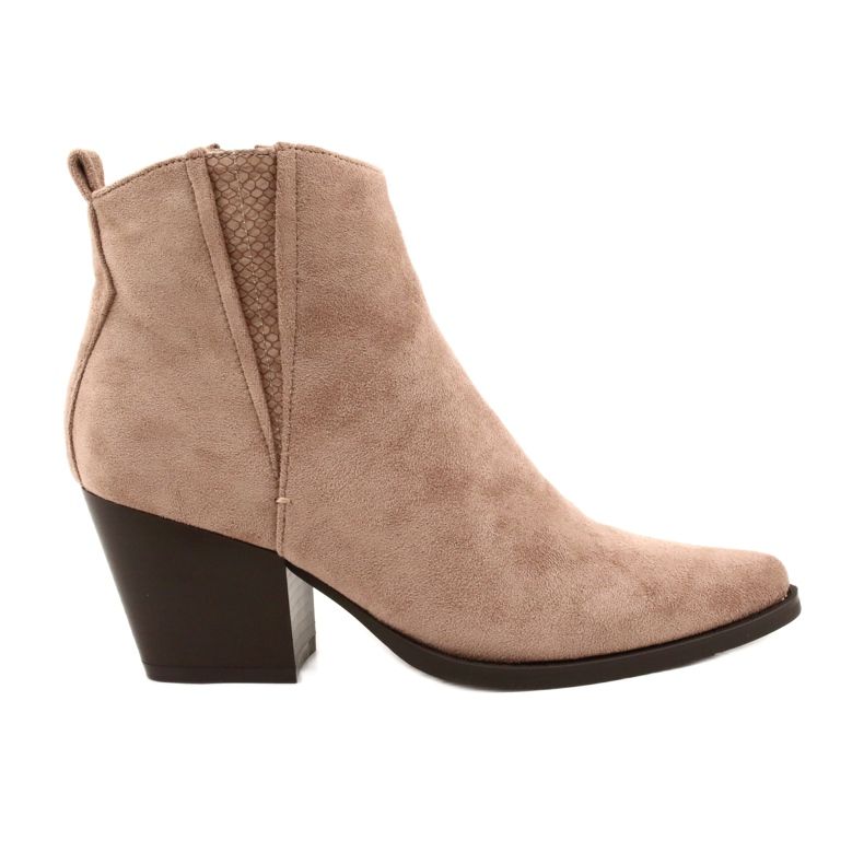 FB2 Botas femininas de salto alto bege forte 19051-11