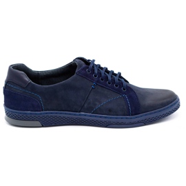 KOMODO Sapatos casuais de couro masculino 884K azul marinho azul-marinho